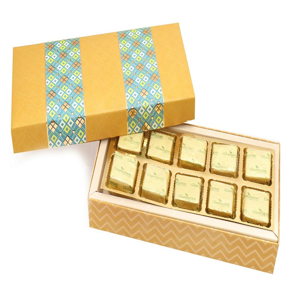 Ghasitaram Gifts Diwali Gifts Diwali Chocolates - 3 Part Print 10 Pcs Chocolate Box