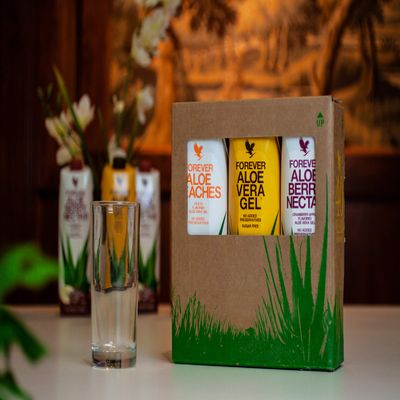 Forever Living Aloe Vera Gel Drink - Mixed Tripack - 1x Original Aloe Vera Gel, 1x Aloe Berry Nectar, 1x Aloe Peaches - 1L Each