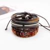 Unisex Mixed Bracelets Adjustable Handmade Multi Strand Braided Cowhide Bracelets Woven Leather Wristbands Wooden Beads Bracelet Wrist(1set of 5 pcs) view 3