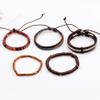 Unisex Mixed Bracelets Adjustable Handmade Multi Strand Braided Cowhide Bracelets Woven Leather Wristbands Wooden Beads Bracelet Wrist(1set of 5 pcs) view 4