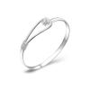 Elegant Silver Bracelet With Floral Design Clip-On Button Charm - Classic Bangle Jewellery for Women Girls (925 Plated Silver) view 1