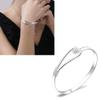 Elegant Silver Bracelet With Floral Design Clip-On Button Charm - Classic Bangle Jewellery for Women Girls (925 Plated Silver) view 2