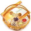 Ghasitaram Gifts Diwali Hampers - Golden Metal Basket with Dryfruit Box, Nutties Pouches and 2 2 t-Lites view 1
