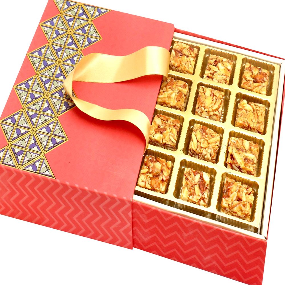 Ghasitaram Gifts Diwali Gifts Sweets - 2 Part 12 Pcs Roasted Almond Bites Bag Box