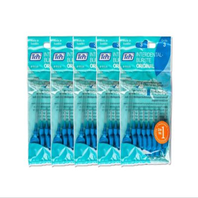 5x TePe Interdental Brushes Blue Pack of 8 Interdental Brushes ISO3 0.6 mm