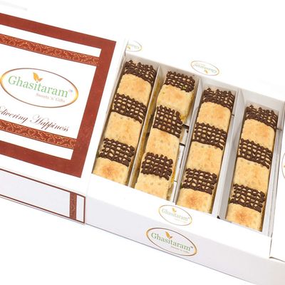 Ghasitaram Gifts Indian Sweets - Diwali Gifts Sweets - Baked Almond Chocolate Biscuits 400 GMS