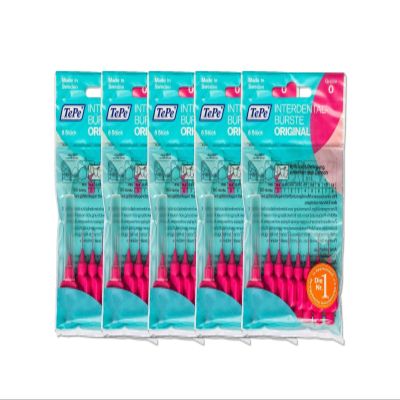 5x TePe Interdental Brushes Pink Original Pack of 8 Interdental Brushes ISO0 0.4 mm