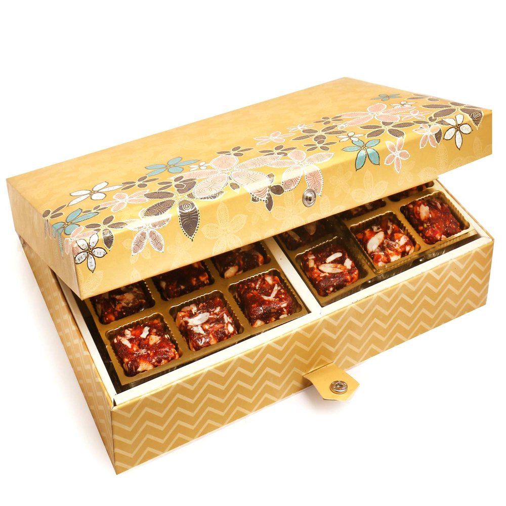 Ghasitaram Gifts Diwali Gifts Sugarfree Sweets- 4 Print 24 Pcs Sugarfree Dates and Figs Bites Box