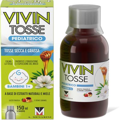 Menarini Vivin Tosse Bambini 1+ Sciroppo Pediatrico Tosse Secca e Grassa, 150ml