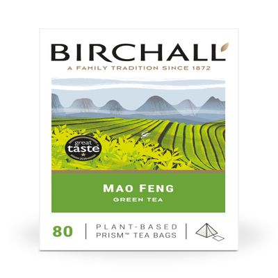 Birchall Tea Bags, Mao Feng Green Tea, Antioxidants Green Tea Bags Bursting with Full Flavour, Perfect Tea Gifts, Pack of 80 Plant-Based Prism Tea Bags