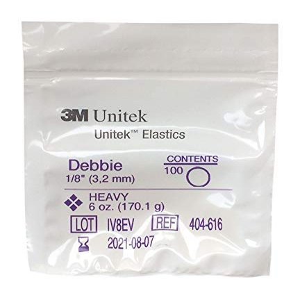 3M Unitek Multifunction Elastics, Heavy 6oz /170,1g (1/8" 3,2mm); Debbie, Snorflex