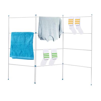 3 Fold Clothes Airer Drying Rack - Indoor & Outdoor Use, Flat Foldable, Washing Line Dryer | Non Slip Feet, Lightweight, Space Saving, Extra Strong | H 110 x W 155 Cm - Folding Horse Rail Drier Gate