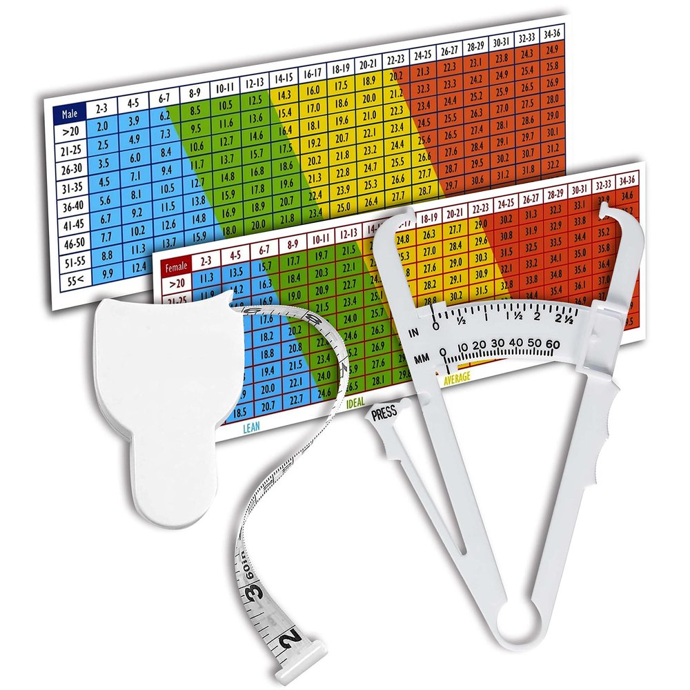 CZ Store Body Fat Caliper KitLifetime Guaranteed Accurate Readings Skin Fold Clamp with User Manual, Interpretation Table, Workout Guide, Measuring Tape - Weight Management & Measurement Tool