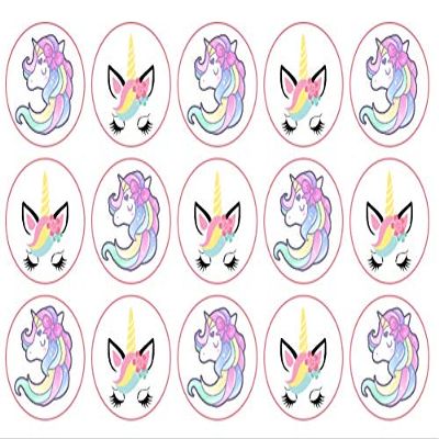 15 x 2 inch cupcake toppers unicorn edible icing