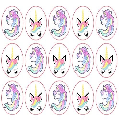 15 x 2 inch cupcake toppers unicorn edible icing