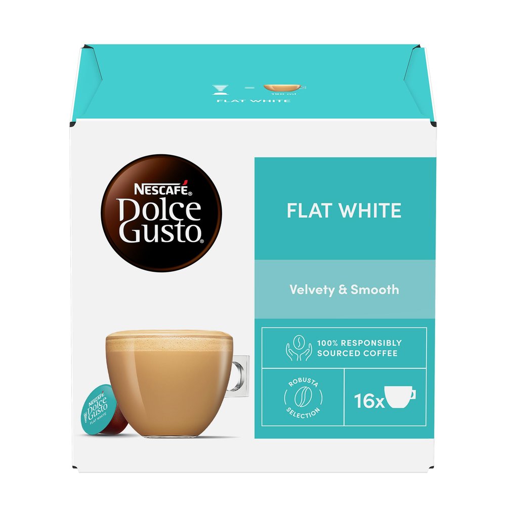 Nescaf Dolce Gusto Flat White Coffee Pods, 16 Capsules (16 Servings)