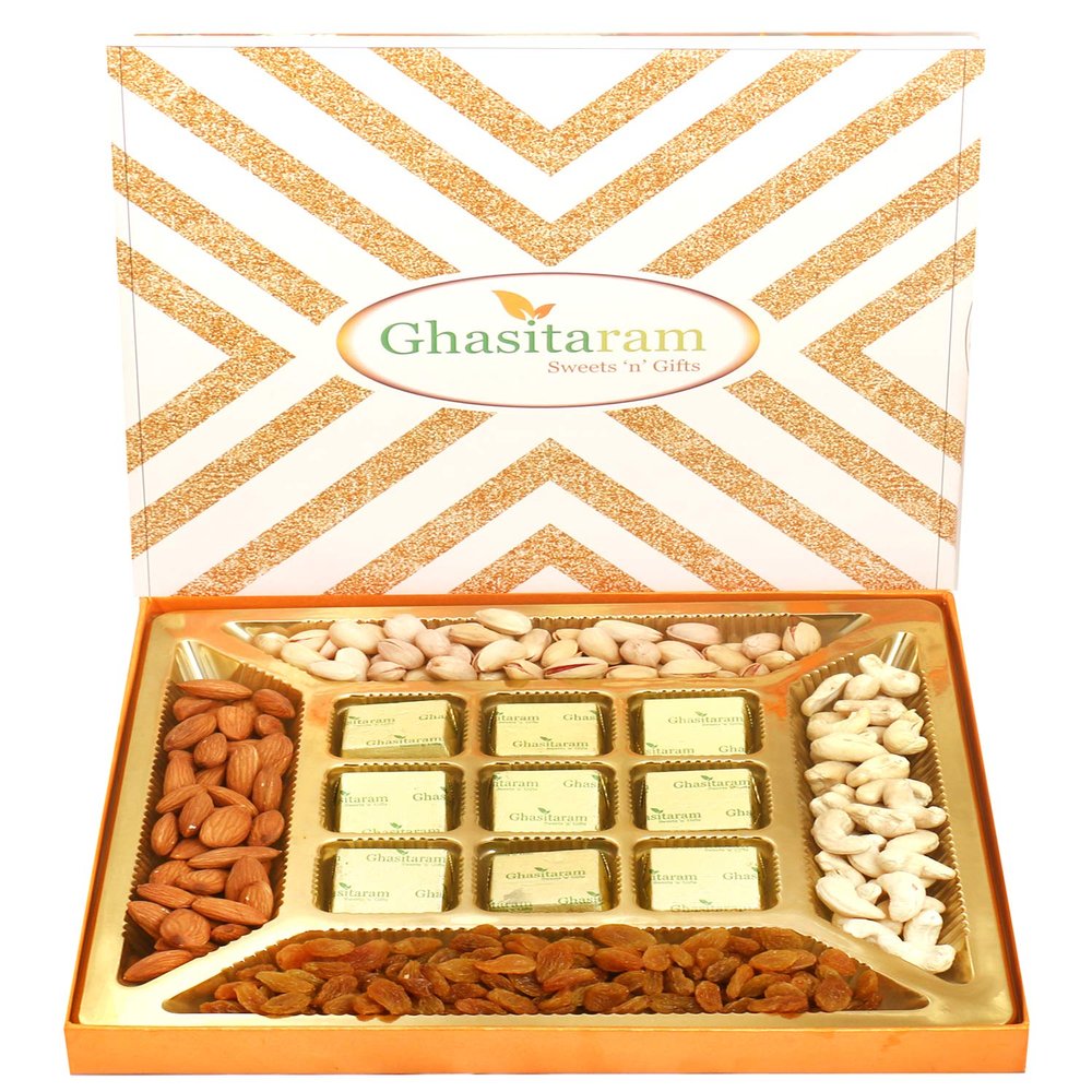 Ghasitaram Gifts Diwali Gifts Diwali Sugarfree Chocolates - Ghasitaram Special Dryfruits and 9 pcs Sugarfree Chocolates Box