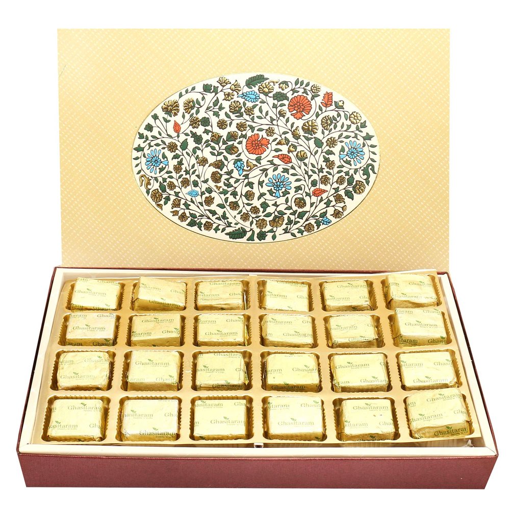 Ghasitaram Gifts Diwali Gifts Diwali Sugafree Chocolates Eco 4 Part Print 24 Pcs Sugarfree Chocolates Box