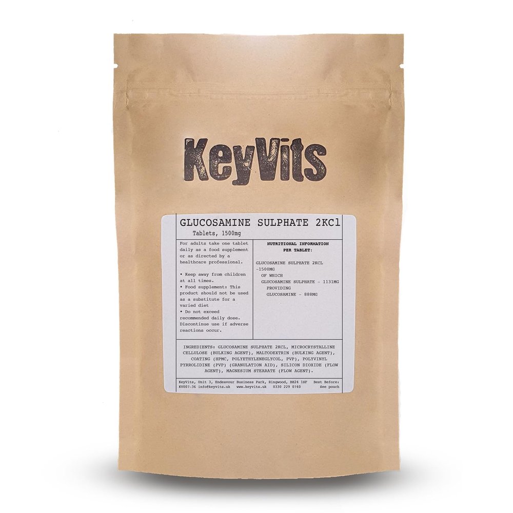 KeyVits Glucosamine Sulphate 1500 mg 2KCl, 365 Tablets (1 Year Supply), High Strength Glucosamine Tablets 1500mg