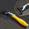 3 Piece Black Synthetic Badger and Triple Action Razor Stainless Steel Shaving Bowl with Lid Special Yellow Selection 1 Pre-Installed Cartridge view 2