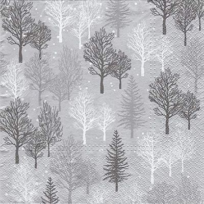 20 Napkins Silver Forest / B?ume / Winter / Christmas 33 x 33 cm