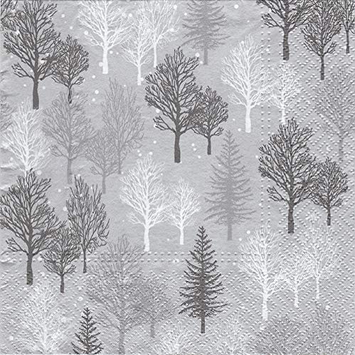 20 Napkins Silver Forest / B?ume / Winter / Christmas 33 x 33 cm
