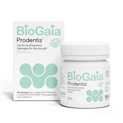 BioGaia Prodentis Oral Probiotics for Gums & Teeth | Patented Dental Probiotics for The Mouth | with Xylitol to Strengthen Enamel | Unique Lactobacillus Reuteri | 30 Lozenges Mint Flavour