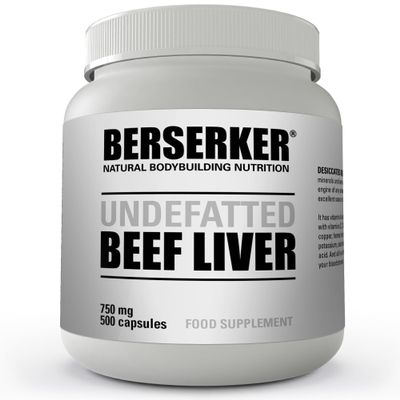 Berserker Desiccated Beef Liver Supplement 750mg per Capsule 500 Capsules, Un-defatted to Provide Full Absorption of Naturally Occurring Vitamins and Minerals Found in Beef Liver | Made in The UK