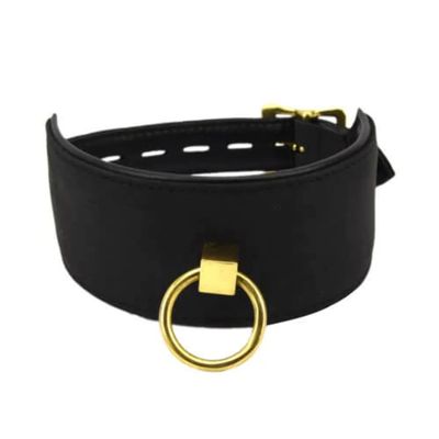 Bound Noir Nubuck Leather Collar with O Ring