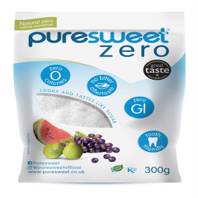 Puresweet Zero 100% Natural Zero Calorie Sweetener 300g, No Bitter Aftertaste, Diabetic Friendly, Tooth Friendly, Vegan, Non GMO.