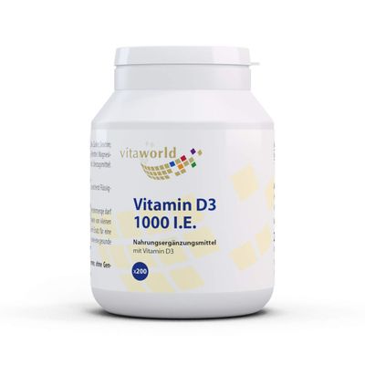 3 Pack Vita World Vitamin D3 1000 I.U. 3 x 200 Tablets Made in Germany