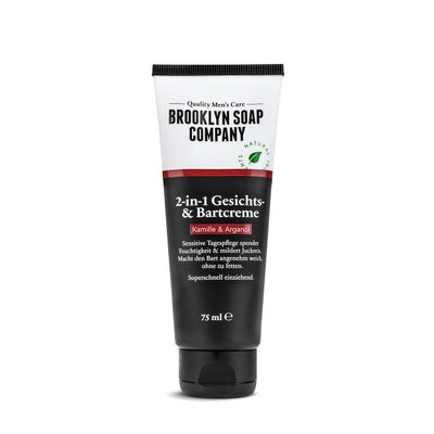 Beard cream and face cream (75 ml), 2-in-1 beard care from Brooklyn Soap Company, alternative to beard oil or beard balm, softer 3-day beard and less beard itching.