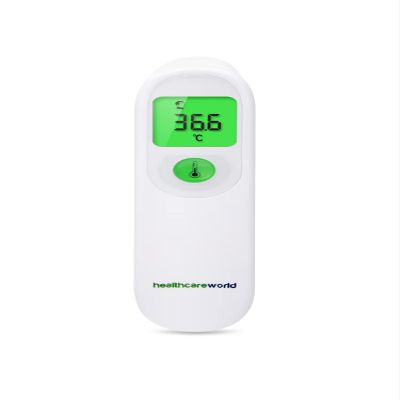 Healthcare World Digital Infrared Temperature Thermometer  Non-Contact Forehead Thermometer for Adults & Kids, Fast & Accurate, Fever Alarm, LCD Display, Hygienic, Baby & Child Safe