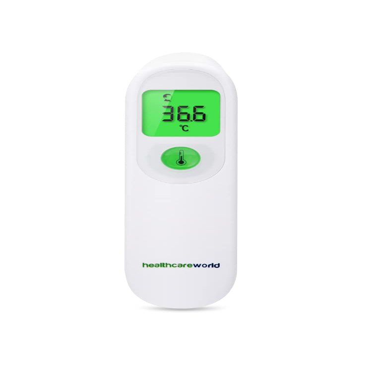 Healthcare World Digital Infrared Temperature Thermometer  Non-Contact Forehead Thermometer for Adults & Kids, Fast & Accurate, Fever Alarm, LCD Display, Hygienic, Baby & Child Safe
