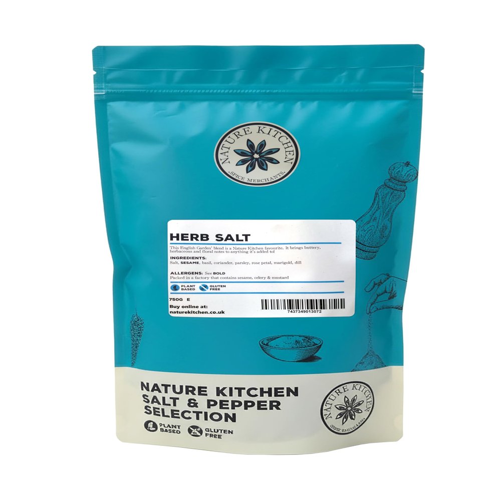 Nature Kitchen Herb Salt, 750g Premium Blended Seasoning for Everyday Cooking, Gluten Free, Vegan, Natural Herbal Salt for Meat, Vegetables, Soups, Salads, Roasting, Baking and Grilling