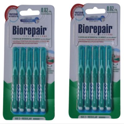 Biorepair : Interdental Cleaners Brushes Between Teeth 5 Pieces - Regular 0.82mm, Pack of 2