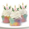 12 Unicorn Horn PRECUT Edible Cupcake Toppers - Stand Up Wafer Cake Decorations  (PRECUT) view 1