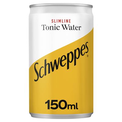 Schweppes Slimline Tonic Water 150ml Mini Can (Pack of 24), Clear