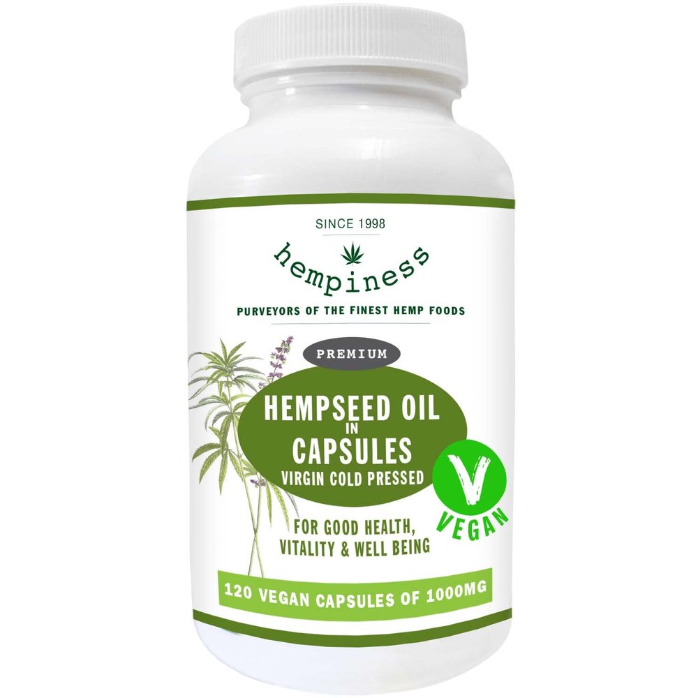Hempiness Original Premium 1000mg Hempseed Oil 1440 Softgel Vegan Capsules (12 x 120 Capsules)