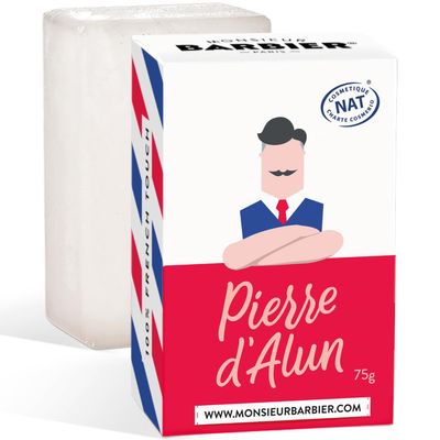 Mr Barbier's Aftershave Alum Stone | Soothes Irritation & Razor Fire | Natural, Aluminium Hydrochloride Free | Polished Block, Traditional Beard Care | Pack of 1 | 75g