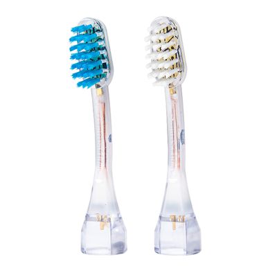 emmi-dent 2X M2 Toothbrush Heads (1x Blue + 1x White) I Standard Replacement Brushes with a Balanced Hardness and Straight Bristles I for All emmi-dent Platinum Ultrasonic Toothbrushes