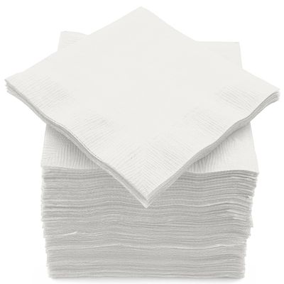 100 Pack White Beverage Napkins, Big Party Pack, 2 Ply, Ideal for Wedding, Party, Birthday, Dinner, Lunch, Cocktails. (5 x 5) by Amcrate