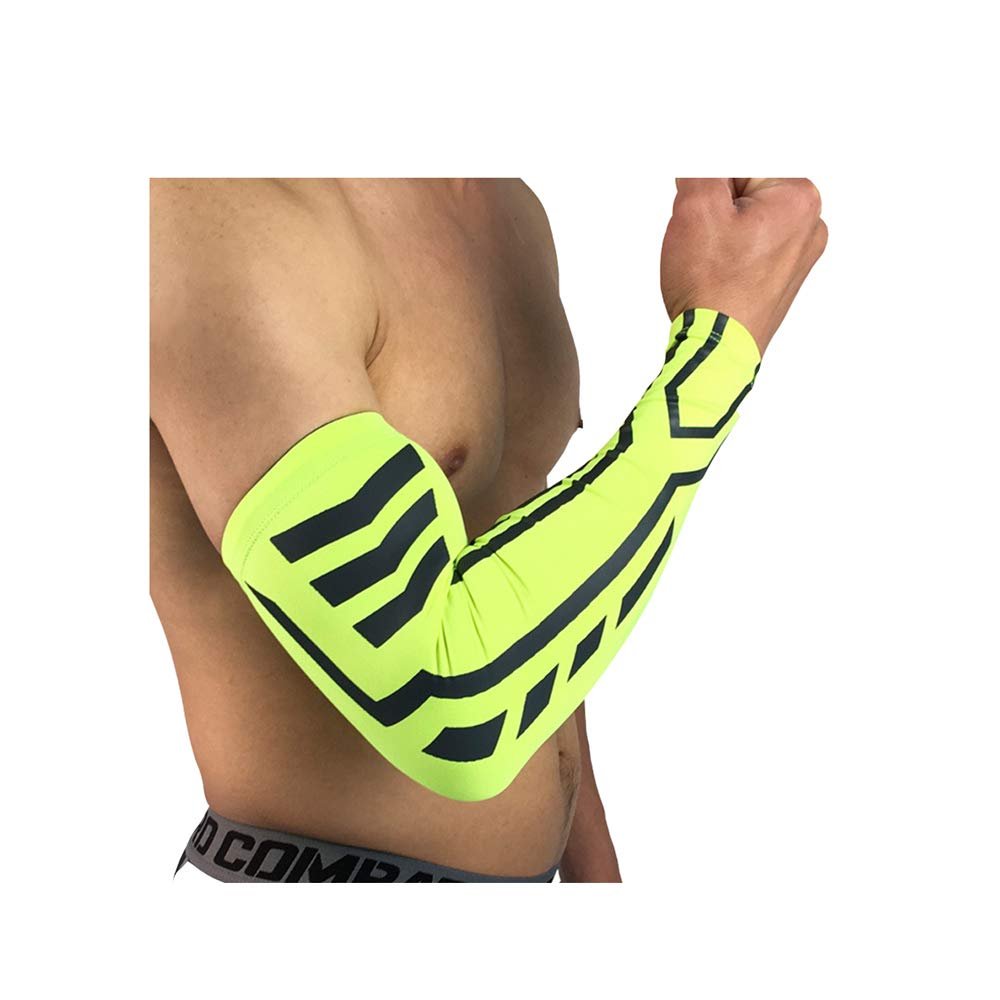 BaronHong Unisex Arm Sleeve UV Protection Sports Compression Sleeves(green,L)