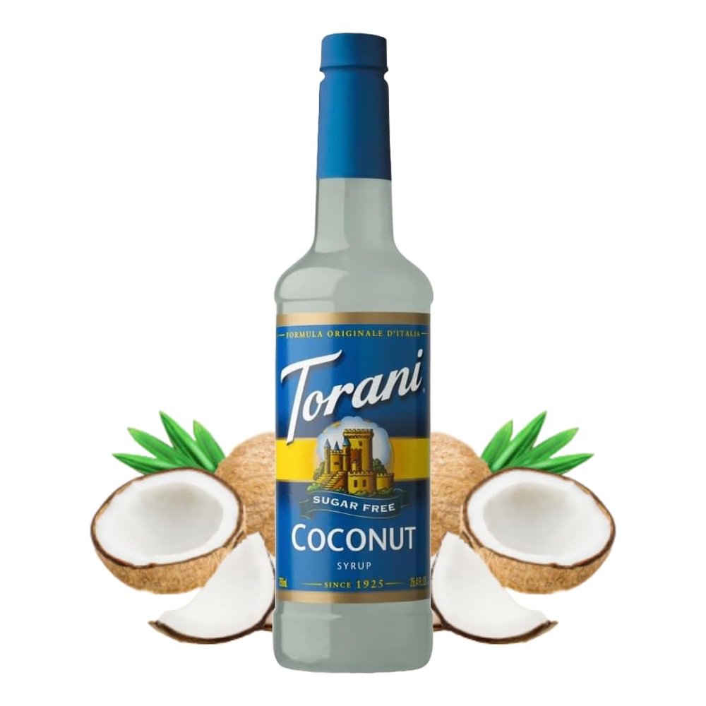 Torani Coconut Syrup - Sugar Free Coffee Syrups (750ml) - Classic Flavour for Lattes, Iced Coffees & Tea Beverages - Zero Sugar, No Calorie, No Carb & Vegan-Friendly