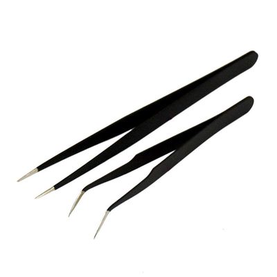 Szaerfa Multi-Functional Stainless Steel Tweezers for Eyelashes Extension Precious 2 Pieces (Black)