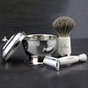 3 Piece Super Badger Traditional Mens Wet Shaving Set Super Badger Brush Classic Double Edge Safety Razor and Stainless Steel Shaving Bowl Perfect Shaving Kit for Men view 1