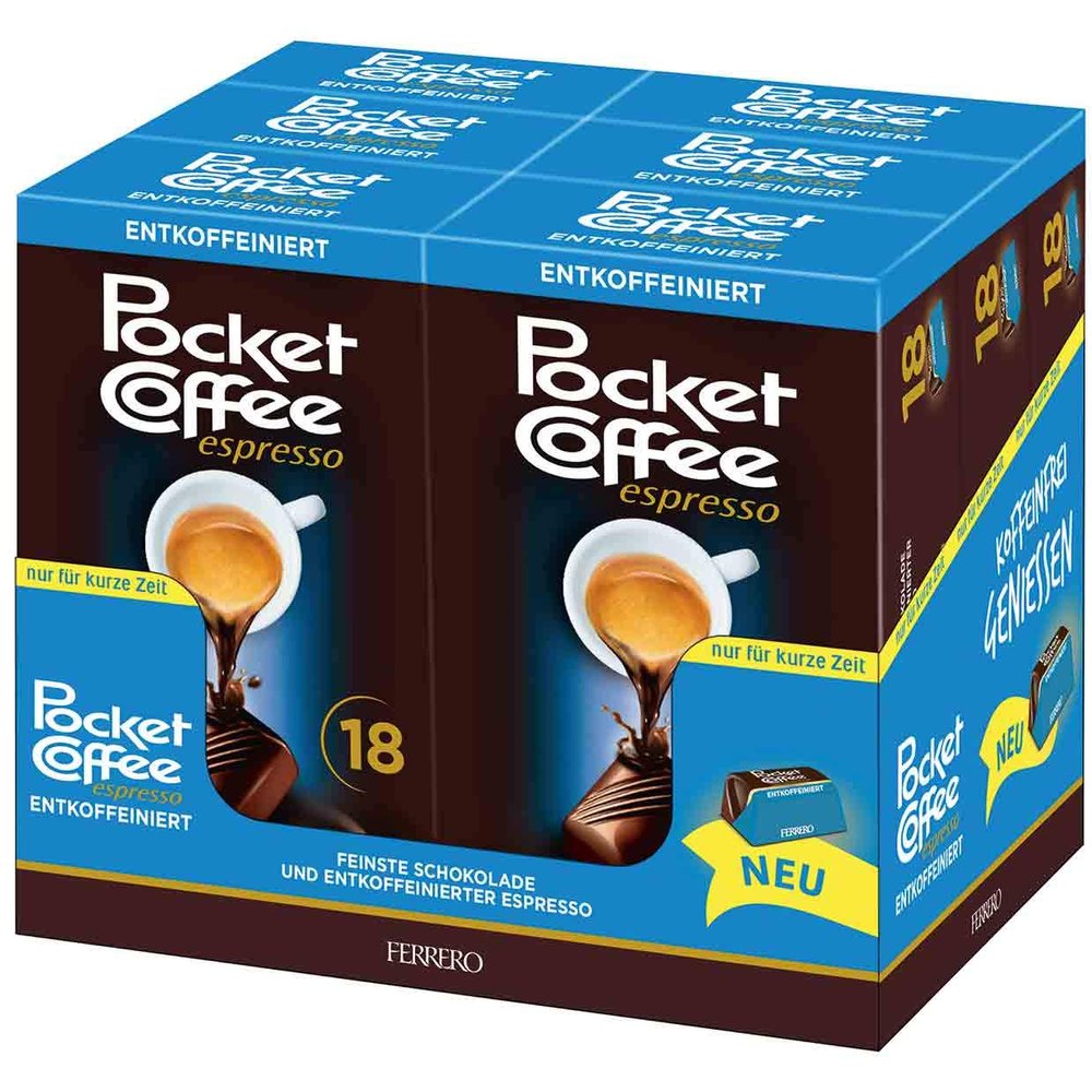 Ferrero Pocket Coffee Espresso Decaffeinated 6 x 225g