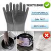 BeHomeArmor Magic Washing Up Gloves, Reusable Silicone Household Cleaning Gloves for Kitchen, Bathroom Cleaning and Pet Hair Care, Latex and BPA Free ( 1 Pair) (Gray) view 3