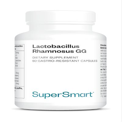 Lactobacillus Rhamnosus GG - Probiotic - Balances Microbiota and Gut Flora - Boosts The Immune System - Stimulates Lactobacillus Production - 60 Capsules - Vegan - Gluten-Free - Non-GMO - SuperSmart