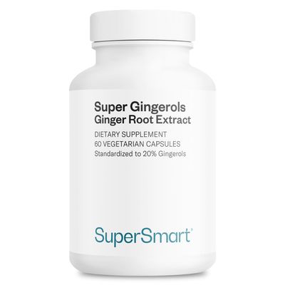 Supersmart - Super Gingerols - Ginger Root Extract Standardised to 20% Gingerols - Digestive Support & Anti Inflammatory Supplement | Non-GMO & Gluten Free - 60 Vegetarian Capsules